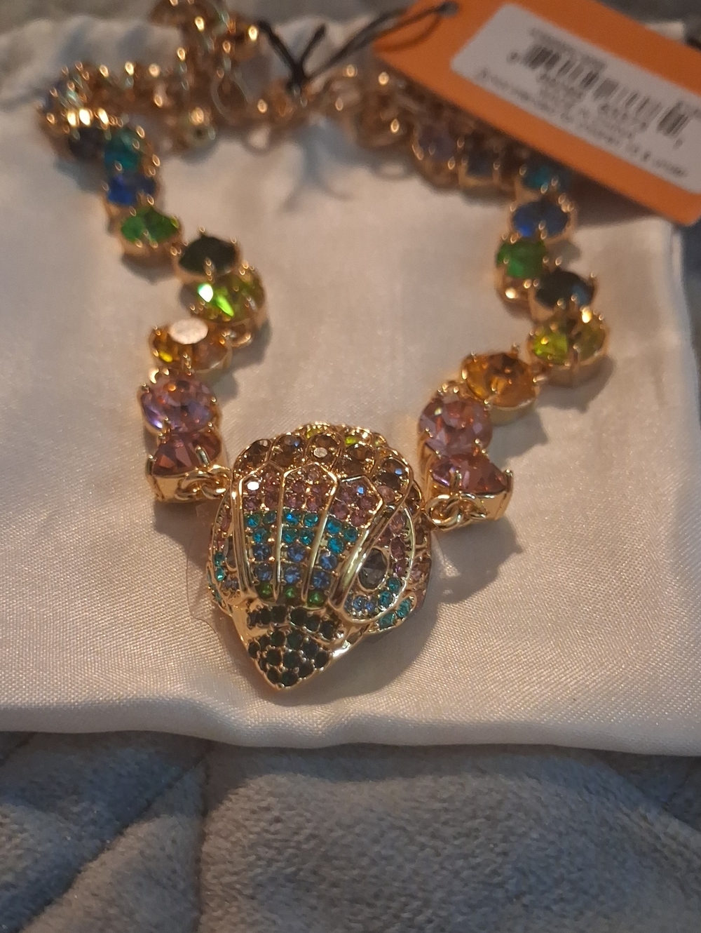Kurt Geiger Eagle head Necklace.multi color Rainbow.